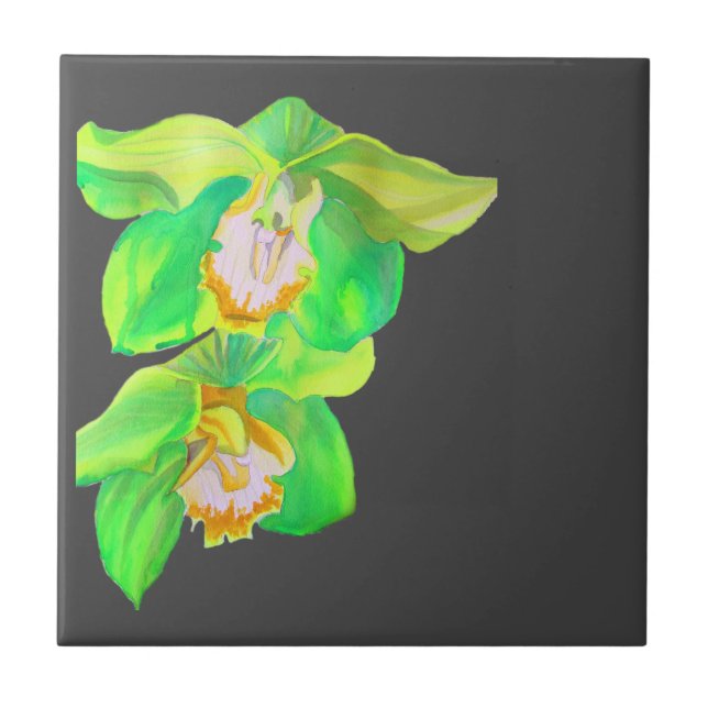 Azulejo De Cerâmica flor de arte pop moderna de orquídea (Frente)