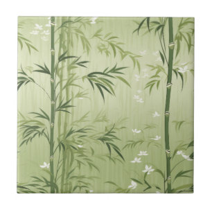Azulejo De Cerâmica Flor de Bambu Sereno Asiático (1)
