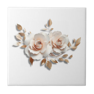 Azulejo De Cerâmica Flor de Blush Branco 3D