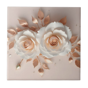 Azulejo De Cerâmica Flor de Blush Branco 3D