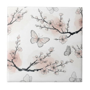 Azulejo De Cerâmica Flor de Borboleta Elegante (10)