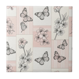 Azulejo De Cerâmica Flor de Borboleta Elegante (5)
