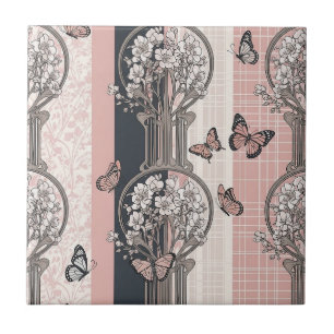 Azulejo De Cerâmica Flor de Borboleta Elegante (8)