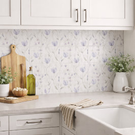 Azulejo De Cerâmica Flor de Campo Aquarela Roxo Azul