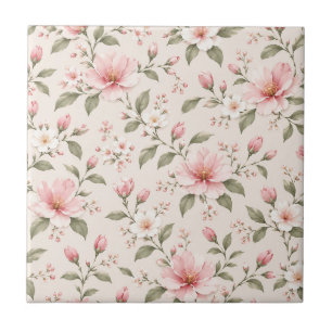 Azulejo De Cerâmica Flor de Cerejeira Rosa Suave Padrão Floral Sem Cos