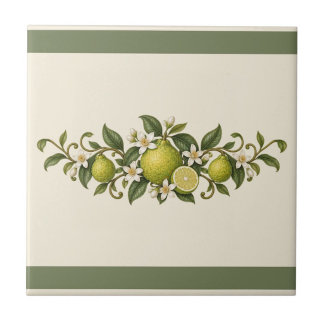 Azulejo De Cerâmica Flor de Citrino Bergamota Frieze Cor Personalizada