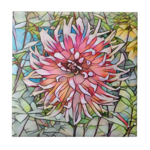 AZULEJO DE CERÂMICA FLOR DE DÁLIA