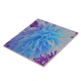 Azulejo De Cerâmica Flor de Dália Decorativa Azul Elegante
