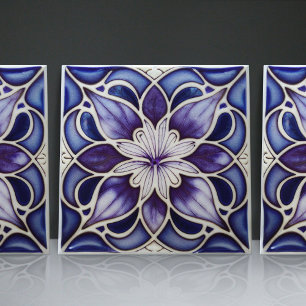 Azulejo De Cerâmica Flor de Jacarandá de Lisboa Inspirada no Art Nouve