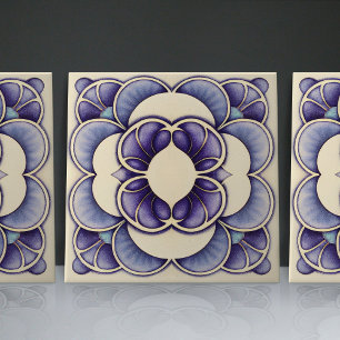 Azulejo De Cerâmica Flor de Jacarandá de Lisboa Inspirada no Art Nouve