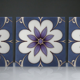 Azulejo De Cerâmica Flor de Jacarandá de Lisboa Inspirada no Art Nouve