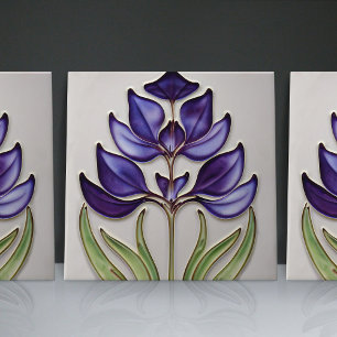 Azulejo De Cerâmica Flor de Jacarandá de Lisboa Inspirada no Art Nouve