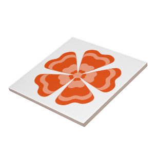 Azulejo De Cerâmica Flor de Laranja Estilizada em Retro