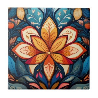 Azulejo De Cerâmica Flor de Laranja Folk