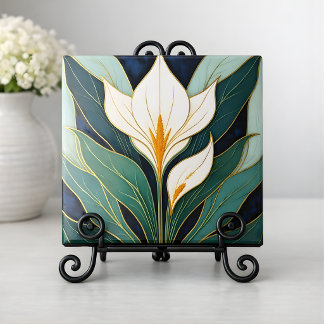 Azulejo De Cerâmica Flor de Lírio Calla Art Déco