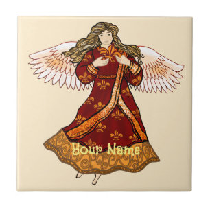 Azulejo De Cerâmica Flor de lis Anjo Cristão 