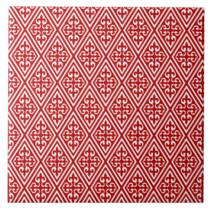 Azulejo De Cerâmica Flor de lis medieval, vermelho e branco do damasco