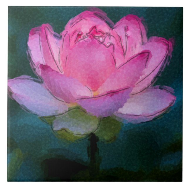 Azulejo De Cerâmica Flor de Lotus Rosa (Frente)