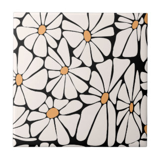 Azulejo De Cerâmica Flor de Margarida Groovy Boho Retro