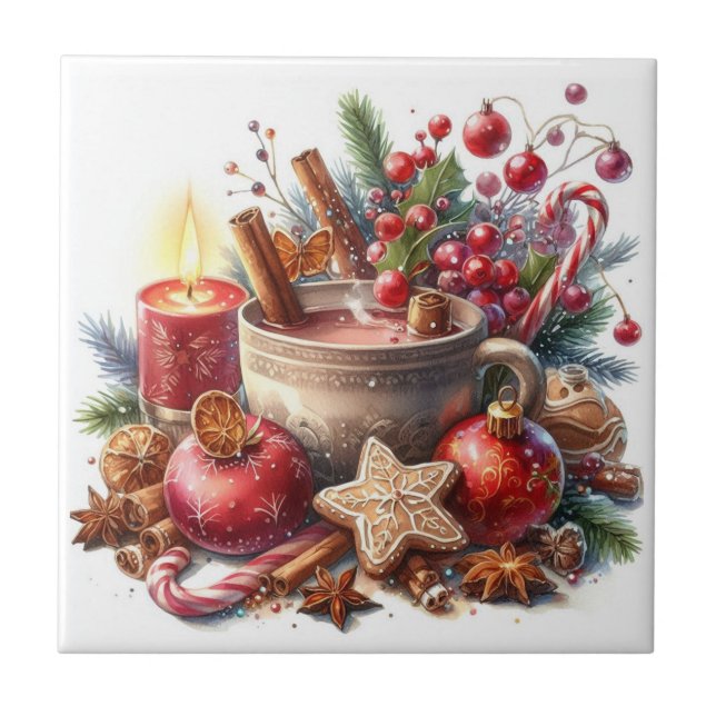 Azulejo De Cerâmica Flor de Natal Selvagem (Frente)