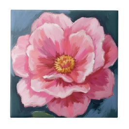 Azulejo De Cerâmica Flor de Peônia Rosa Aquarela Floral