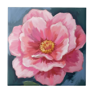 Azulejo De Cerâmica Flor de Peônia Rosa Aquarela Floral