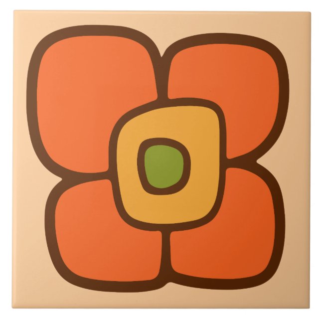 Azulejo De Cerâmica Flor de Primavera Retro (Frente)