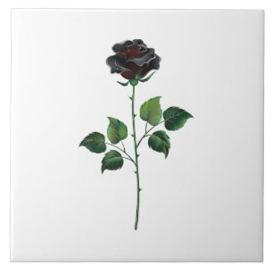 Azulejo De Cerâmica Flor de rosa preta