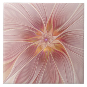 Azulejo De Cerâmica Flor de Sono Floral de Cor Rosa Mole Abstrato