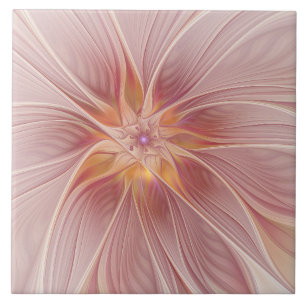 Azulejo De Cerâmica Flor de Sono Floral de Cor Rosa Mole Abstrato