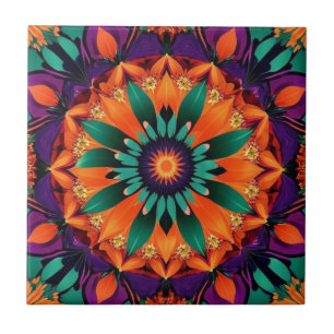 Azulejo De Cerâmica Flor de Teto Centrado Laranja
