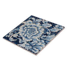 Azulejo De Cerâmica Flor de Tinta Azul Tradicional na China Art 11°