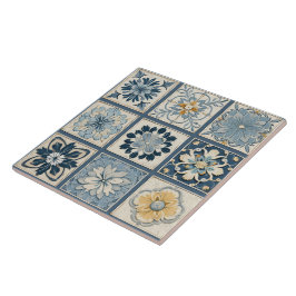 Azulejo De Cerâmica Flor de Tinta Azul Tradicional na China Art 12°