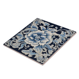 Azulejo De Cerâmica Flor de Tinta Azul Tradicional na China Art 13°