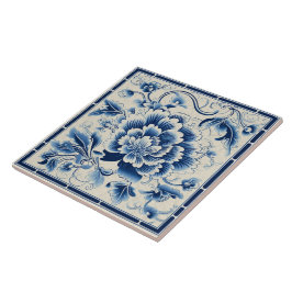 Azulejo De Cerâmica Flor de Tinta Azul Tradicional na China Art 14°
