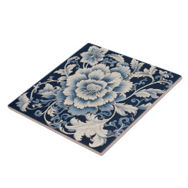 Azulejo De Cerâmica Flor de Tinta Azul Tradicional na China Art 15°