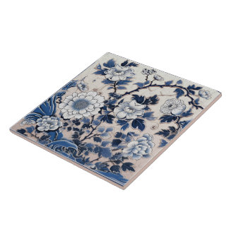 Azulejo De Cerâmica Flor de Tinta Azul Tradicional na China Art 6