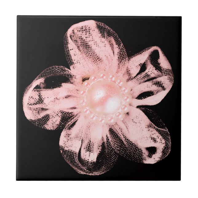 Azulejo De Cerâmica Flor de tula de rosa claro a preto (Frente)