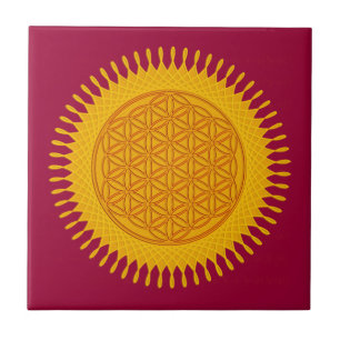 Azulejo De Cerâmica Flor De Vida - Amarelo ensolarado