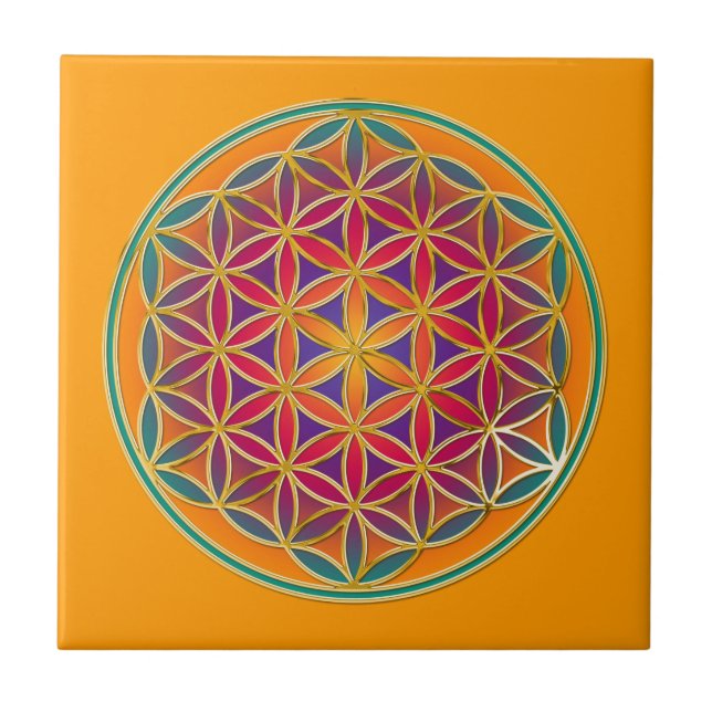 Azulejo De Cerâmica Flor De Vida - Estilo De Botão 03 (Frente)