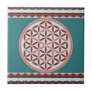 Azulejo De Cerâmica "Flor de Vida - Harmonia Pastel e Terrosa"