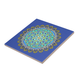 Azulejo De Cerâmica Flor De Vida - Vintage Blossom Ornações 1