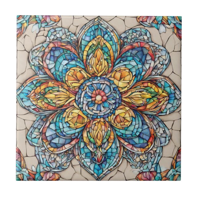 Azulejo De Cerâmica Flor De Vidro abstrato (Frente)