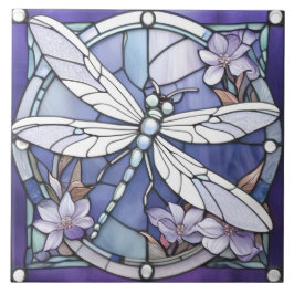 Azulejo De Cerâmica Flor De Vidro Escuro Azul Dragonfly