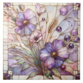 Azulejo De Cerâmica Flor de violeta em vitral