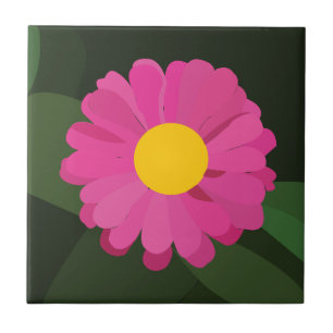 Azulejo De Cerâmica Flor de Zínia Roxa Floral