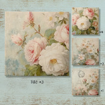 Flor do mercado francês Vintage Floral Rosa e Bran