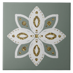 Azulejo De Cerâmica flor do povo 1 lite verde e branco