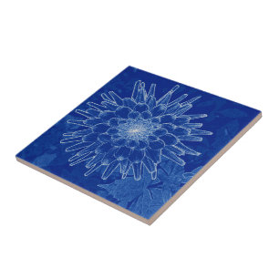 Azulejo De Cerâmica flor em azul