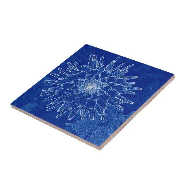 Azulejo De Cerâmica flor em azul (Lateral)